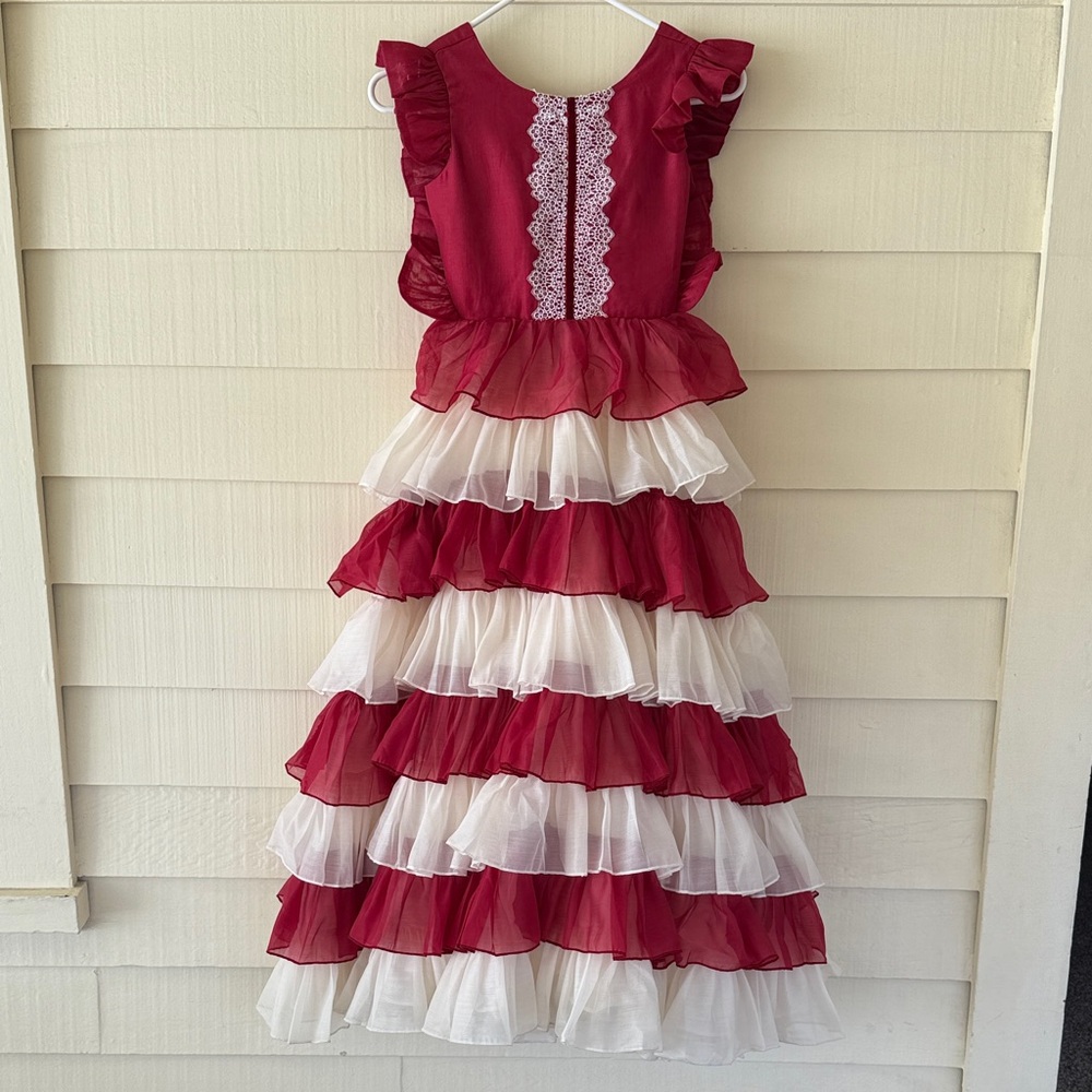 Dollcake Christmas Skirt Frock Dress Red White Holiday Gown size 8